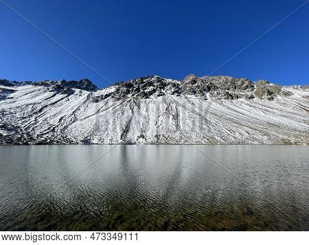 High Alpine Lake Lai Da La Scotta (schottensee Or Schotten Lake) On The Swiss Mountain Road Pass Flu