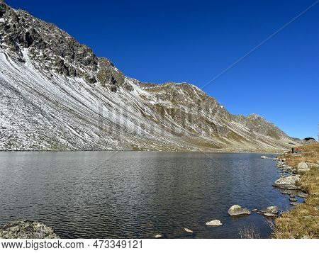 High Alpine Lake Lai Da La Scotta (schottensee Or Schotten Lake) On The Swiss Mountain Road Pass Flu
