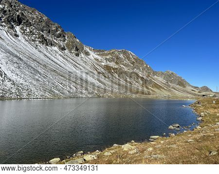 High Alpine Lake Lai Da La Scotta (schottensee Or Schotten Lake) On The Swiss Mountain Road Pass Flu
