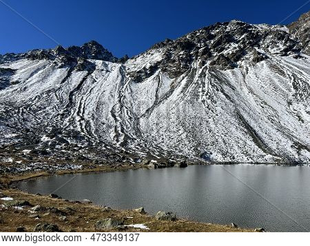 High Alpine Lake Lai Da La Scotta (schottensee Or Schotten Lake) On The Swiss Mountain Road Pass Flu