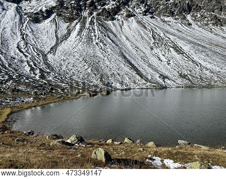 High Alpine Lake Lai Da La Scotta (schottensee Or Schotten Lake) On The Swiss Mountain Road Pass Flu