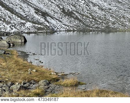 High Alpine Lake Lai Da La Scotta (schottensee Or Schotten Lake) On The Swiss Mountain Road Pass Flu