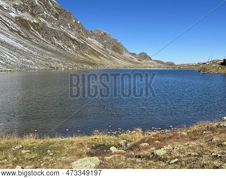 High Alpine Lake Lai Da La Scotta (schottensee Or Schotten Lake) On The Swiss Mountain Road Pass Flu