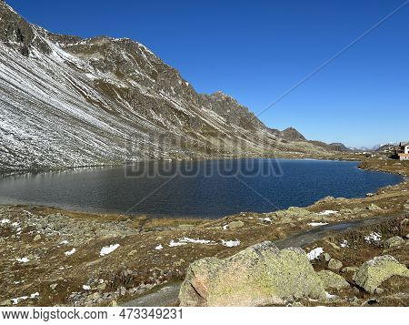 High Alpine Lake Lai Da La Scotta (schottensee Or Schotten Lake) On The Swiss Mountain Road Pass Flu