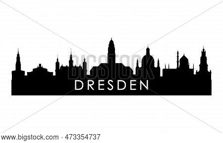 Dresden Skyline Silhouette. Black Dresden City Design Isolated On White Background.
