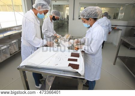 Ilheus, Bahia, Brazil - March 24, 2023: Production Of Chocolate By Students Of A Public School, In T