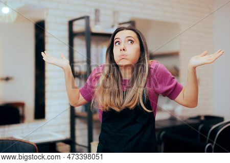 Puzzled Hairdresser Feeling Confused In A Hair Salon