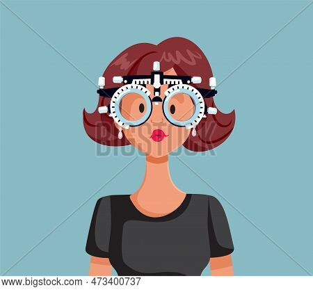 Optical Patient At Eye Check Consult Wearing A Trial Frame.