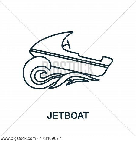 Jetboat Line Icon. Monochrome Simple Jetboat Outline Icon For Templates, Web Design And Infographics