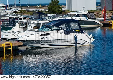 Lohusalu, Estonia - August 9, 2022. The Powerboat Galeon Galia 530