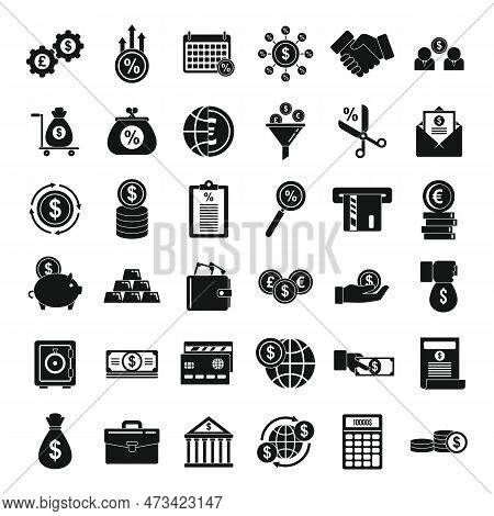 Credit Union Icons Set. Simple Set Of Credit Union Icons For Web Design On White Background