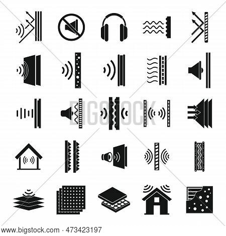 Soundproofing Icons Set. Simple Set Of Soundproofing Icons For Web Design On White Background
