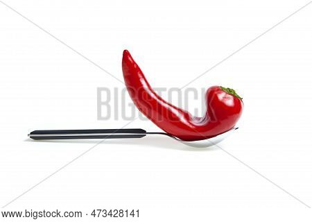Isolated Ripe Red Chili Pepper On A White Background. Used As An Ingredient For Harissa, Ajika, Muha