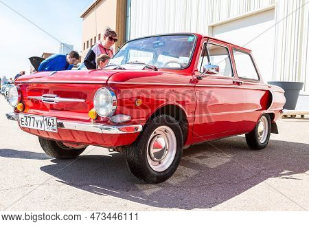 Samara, Russia - May 08, 2022: Soviet Retro Zaz-968 Vehicle Parked Up At The City Street