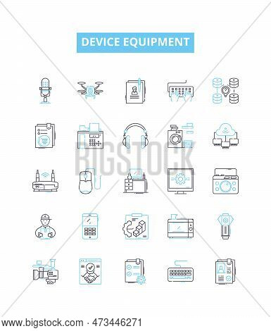 Device Equipment Vector Line Icons Set. Device, Equipment, Electronics, Gadget, Appliance, Machinery