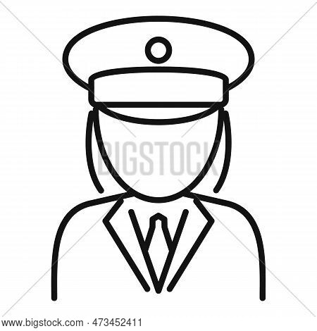 Woman Electric Train Driver Icon. Outline Woman Electric Train Driver Icon For Web Design Isolated O