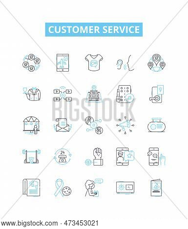Customer Service Vector Line Icons Set. Support, Assistance, Help, Care, Response, Feedback, Attenda