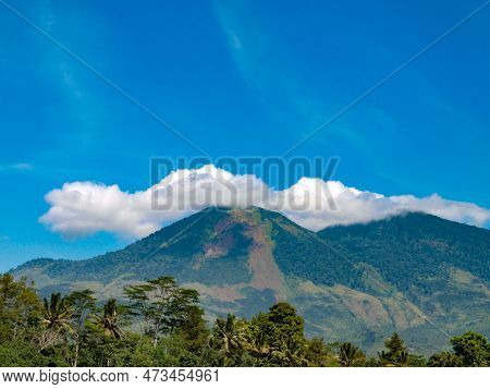 The Scenery Of Lake Against Mountains And Blue Sky In Garut, Indonesia.