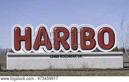 Pleasant Prairie, Wi - 19 March 2023:  A Haribo Sign For A North American Manufacturing Facility Of 