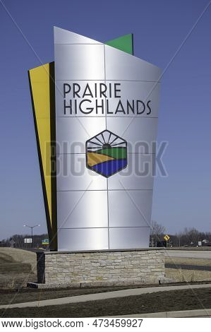 Pleasant Prairie, Wi - 19 March 2023:  A Prairie Highlands Corporate Park Sign Home Of Haribo Factor