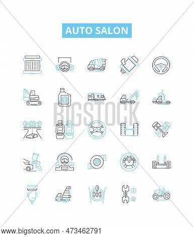 Auto Salon Vector Line Icons Set. Cars, Detailing, Waxing, Polishing, Paint, Automotive, Cleaning Il