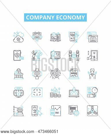 Company Economy Vector Line Icons Set. Corporation, Profit, Investment, Economic, Finance, Market, J