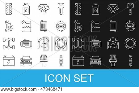Set Line Shock Absorber, Car Tire Wheel, Service, Power Car Engine, Canister For Gasoline, And Radia