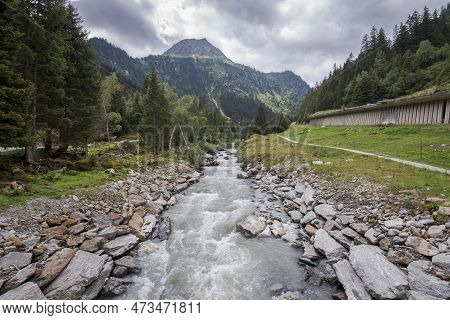 The Ruetz River, In The Stubai Alps, Austria. It Flows From The Glacier Area Of The Stubaital To The
