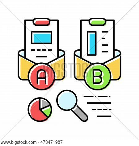 Ab Email Split Test Marketing Color Icon Vector. Ab Email Split Test Marketing Sign. Isolated Symbol