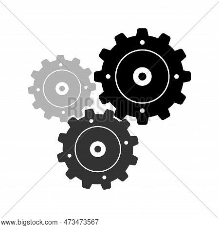 Three Gear Sign Simple Icon Isolated On White Background. Eps 10.