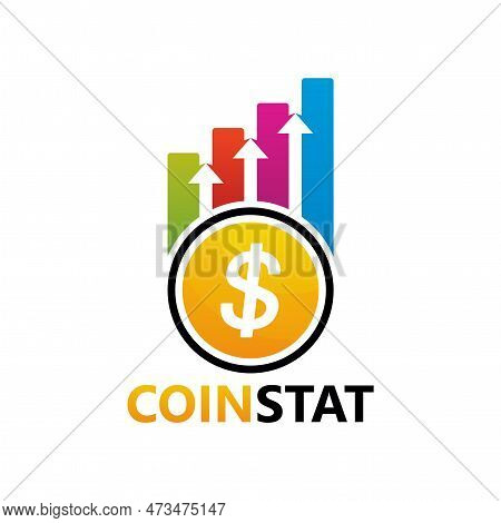 Coin Statistic Logo Template Design Vector, Emblem, Design Concept, Creative Symbol, Icon