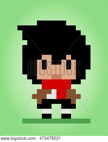 8 Bit Male Character Pixels. Human Pixels In Vector Illustrations For Game Assets Or Cross Stitch Pa