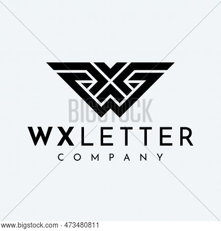 Modern Letter Wx Xw W X Logo Vector. Minimal Black Wx Initial Logo Template.