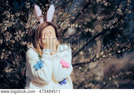 Unhappy Woman Covering Her Face Feeling Easter Holiday Pressure