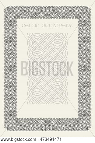 Celtic Knot Braided Frame Border Ornament. Rectange Size.