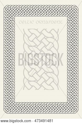 Celtic Knot Braided Frame Border Ornament. Rectange Size.