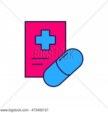 Filled Outline Medical Prescription Icon Isolated On White Background. Rx Form. Recipe Medical. Phar