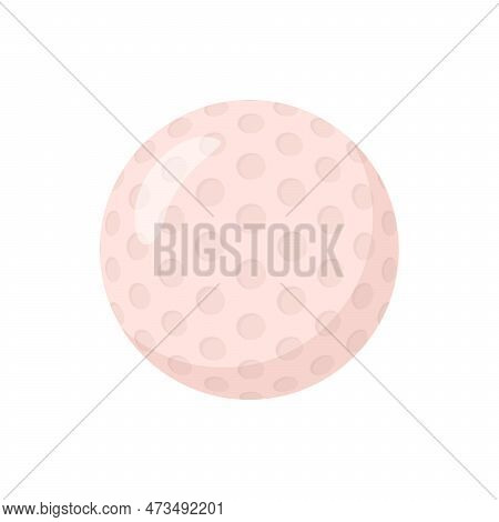 Small Ribbed Ball For Playing Golf Game, Isolated Icon Of Equipment For Entertainment Or Recreation.