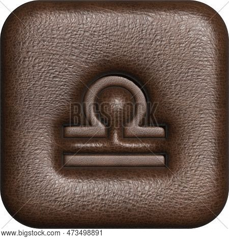Libra. Three-dimensional Square Button Of The Zodiac Sign.