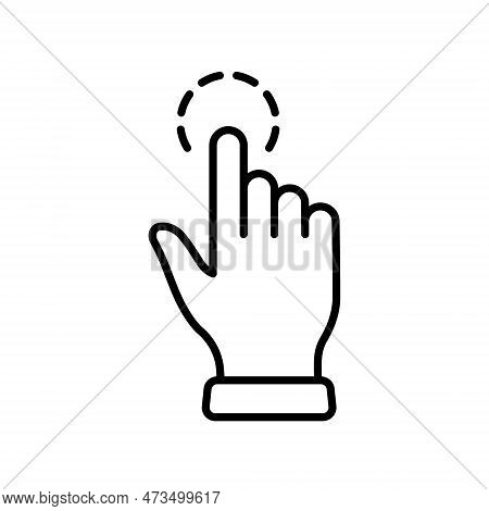 Touch Gesture Of Computer Mouse. Pointer Finger Black Line Icon. Cursor Hand Linear Pictogram. Click