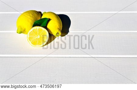 Bodegon With Lemons On A White Background To Highlight The Intense Yellow Color Of These
