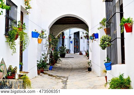 El Gastor, Typical Streets And White Houses Of The White Villages Of Andalusia, Cadiz, Spain