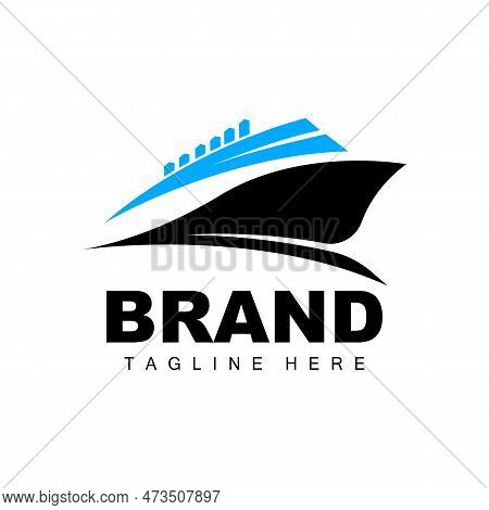 Ship Logo, Ocean Transport Vector, And Cruise Ship, Cargo, Logistics, Sailing School, Speedboat
