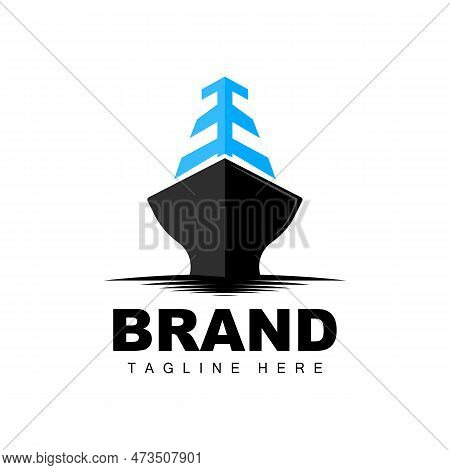 Ship Logo, Ocean Transport Vector, And Cruise Ship, Cargo, Logistics, Sailing School, Speedboat