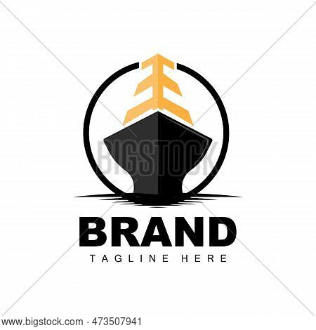 Ship Logo, Ocean Transport Vector, And Cruise Ship, Cargo, Logistics, Sailing School, Speedboat