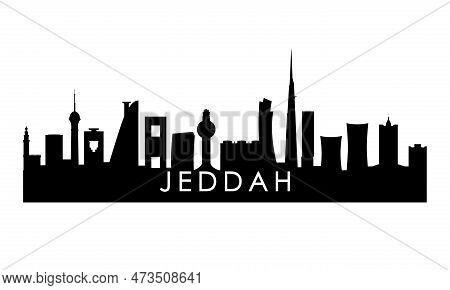 Jeddah Skyline Silhouette. Black Jeddah City Design Isolated On White Background.