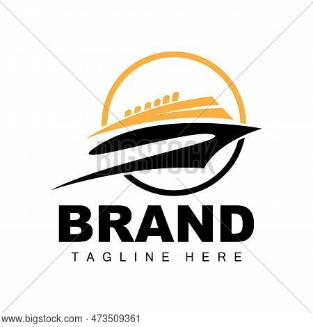 Ship Logo, Ocean Transport Vector, And Cruise Ship, Cargo, Logistics, Sailing School, Speedboat