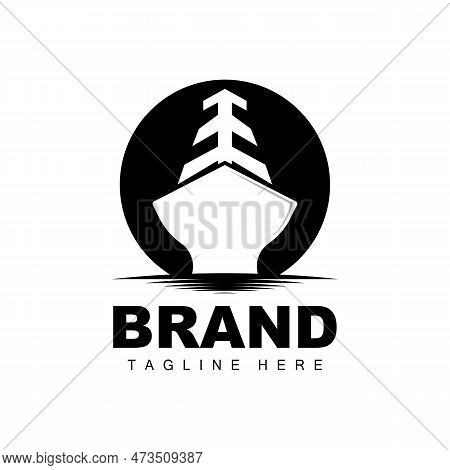 Ship Logo, Ocean Transport Vector, And Cruise Ship, Cargo, Logistics, Sailing School, Speedboat