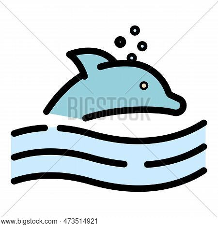 Sea Dolphin Icon. Outline Sea Dolphin Vector Icon For Web Design Isolated On White Background Color 