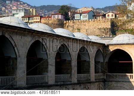 Photo With Part Of The Koza Han Building And A View Of The Colorful Houses Of The Historical Part Of